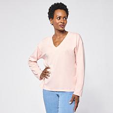 "As Is" G by Giuliana Knit V-Neck Pullover with High Low Hem