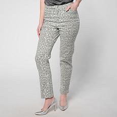 "As Is" G by Giuliana Print and Solid Straight Leg Jean