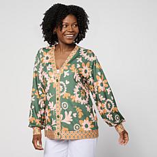"As Is" G by Giuliana Printed Knit Cardigan
