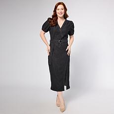 "As Is" G by Giuliana Puff-Sleeve Denim Dress with Belt