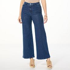 "As Is" G by Giuliana Rhinestone Stretch Denim Wide-Leg Jean