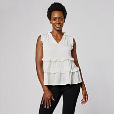 "As Is" G by Giuliana Ruffled Sleeveless Top