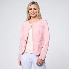"As Is" G by Giuliana Snow Wash Collarless Denim Jacket