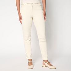 "As Is" G by Giuliana Stretch Denim Straight-Leg Jean with Jeweled Hem