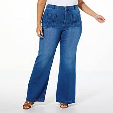 "As Is" G by Giuliana The Trouser G-Soft Denim Sateen Wide-Leg Jean