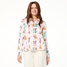 "As Is" G by Giuliana Woven Printed Button-Front Blouse