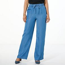 "As Is" G by Giuliana Woven Tencel Wide-Leg Pant