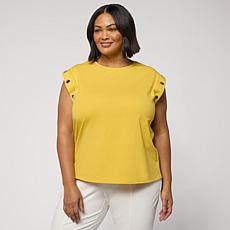 "As Is" GREY by Jhoan Sebastian Grey Grommet Detail Cap Sleeve Jers...