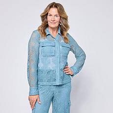 "As Is" Grey by Jhoan Sebastian Grey Long-Sleeve Crochet Jacket