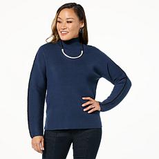 "As Is" GREY by Jhoan Sebastian Grey Mock-Neck Sweater with Whipsti...