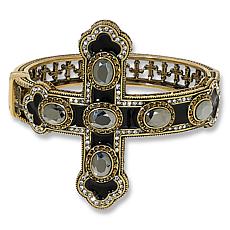 "As Is" Heidi Daus Pure Heaven Crystal Cross Bangle Bracelet