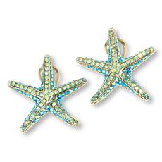 "As Is" Heidi Daus Starfish Pavé Crystal Button Stud Earrings