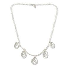 "As Is" Herkimer Mines "Diamond" Quartz 5-Stone Bauble 18" Necklace