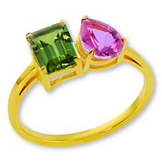 "As Is" House of Ellure "Toi et Moi" Pink Topaz and Peridot Ring