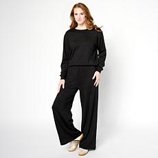 "As Is" HUE 2-piece Shimmer Knit Top & Pant Lounge Set