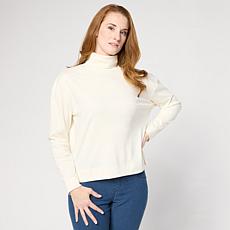 "As Is" HUE Cotton Jersey Long-Sleeve Turtleneck Top