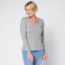 "As Is" HUE Luscious Long Sleeve V-neck Tee