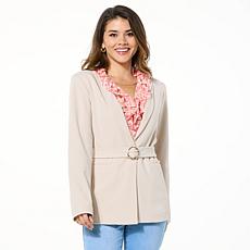 "As Is" IMAN Global Chic Belted Crepe Knit Blazer