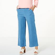 "As Is" IMAN Global Chic Chambray Wide Leg Pull-on Pant 
