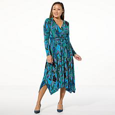 "As Is" IMAN Global Chic Printed Runway Jersey Surplice Dress