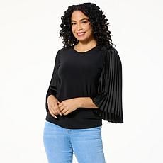 "As Is" IMAN Global Chic Satin Pleated Sleeve Top