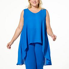 "As Is" IMAN Global Chic Sleeveless Georgette Hi-Low Drama Tunic