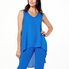 "As Is" IMAN Global Chic Sleeveless Georgette Hi-Low Drama Tunic