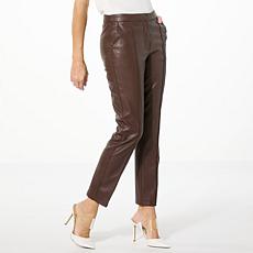 "As Is" Jaclyn Smith Faux Leather Seamed Slim Leg Pant