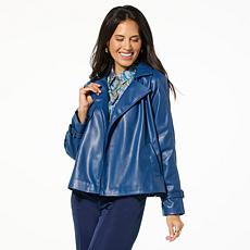 "As Is" Jaclyn Smith Faux Leather Swing Trench Coat