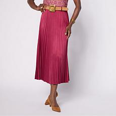 "As Is" Jaclyn Smith Icon Collection Faux Suede Pleat Skirt with Belt