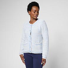 "As Is" Jaclyn Smith LS Tweed Sweater Cardigan