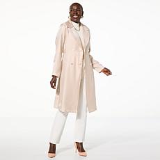 "As Is" Jaclyn Smith Metallic Belted Trench Coat
