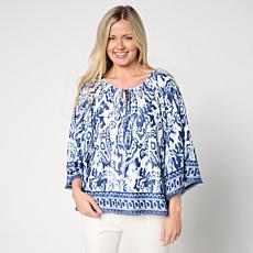 "As Is" Jaclyn Smith Printed Knit Peasant Top