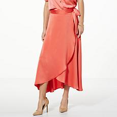 "As Is" Jaclyn Smith Satin Side Tie Wrap Skirt