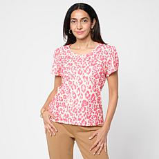 "As Is" Jaclyn Smith Scoop-Neck Tulip Sleeve Knit Tee