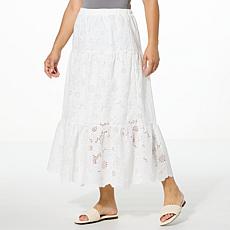 "As Is" Jaclyn Smith Tiered Eyelet Midi Skirt