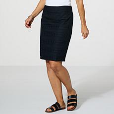 "As Is" Jaclyn Smith Woven Eyelet Pencil Skirt
