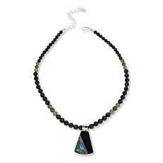 "As Is" Jay King Black Chalcedony & Labradorite Inlay Pendant Necklace