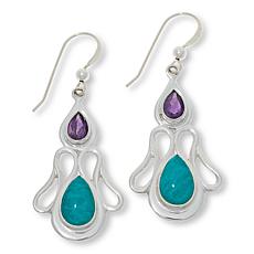"As Is" Jay King Gallery Collection Amazonite & Amethyst Drop Earrings