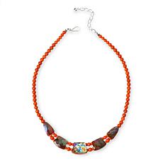 "As Is" Jay King Orange Coral and Labradorite Reversible 18" Necklace