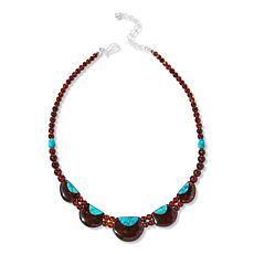 "As Is" Jay King Sterling Silver Amber and Turquoise 18" Necklace