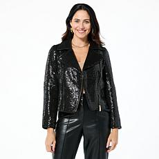 "As Is" kathy ireland® Fashion 360 Cannes Sequined Biker Jacket