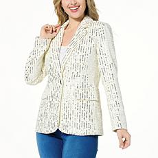 "As Is" kathy ireland® Fashion 360 Liza Sequin Denim Blazer