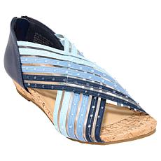 "As Is" Kenneth Cole Reaction Gigi Jeweled Stretch X-Band Wedge Sandal