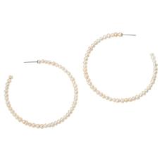 "As Is" Kwan Collections White Cultured Freshwater Pearl Hoop Earrings