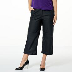"As Is" La Joie Faux Leather Wide-Leg Cropped Pant