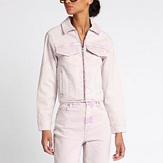 "As Is" La Joie Marble Denim Cropped Zip-Up Jacket