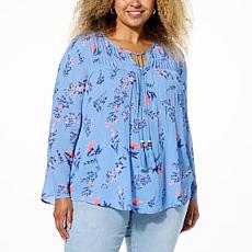 "As Is" Lacey Chabert Bell-Sleeve Blouse with Smocked Detail