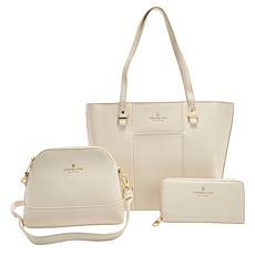 "As Is" London Fog Faux Pebble Leather 3-Piece Tote Set