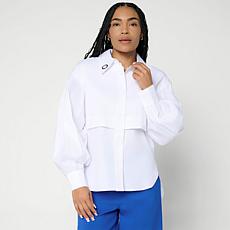 "As Is" Megan Renee Grommet Button Down Poplin Top